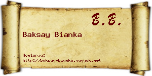 Baksay Bianka névjegykártya